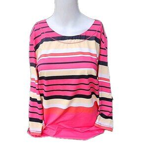 Thomas & Olivia Pink Stripe 3/4 Sleeve Soft Stretch Top Size XL NWT